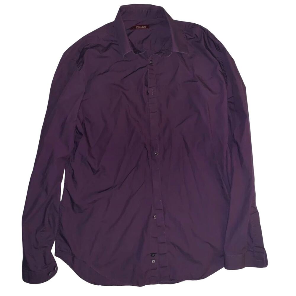 Zara Man Button Up Long Sleeve Purple Dress Shirt Size Large